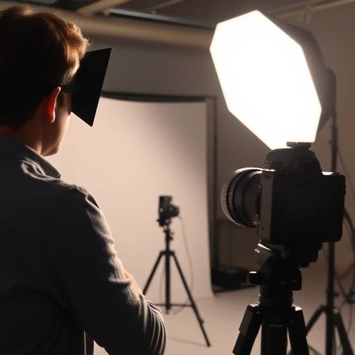Photographe prenant un portrait en studio